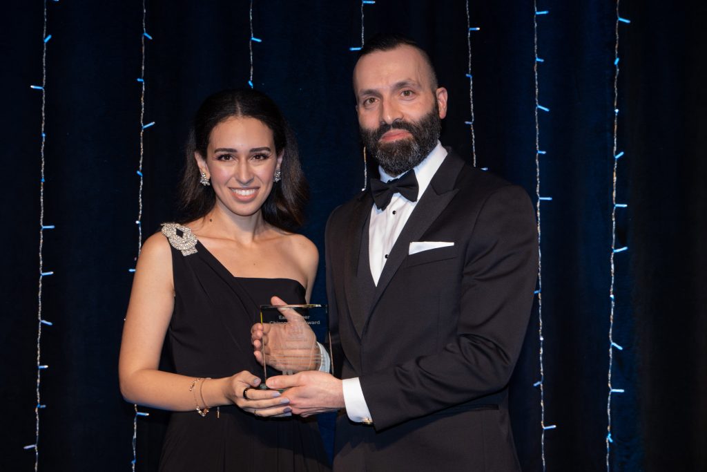 Early Career Chiropractor Award winner, Dr. Nardine Bekhit (left) and OCA Board member, Dr. Paolo De Ciantis (right)