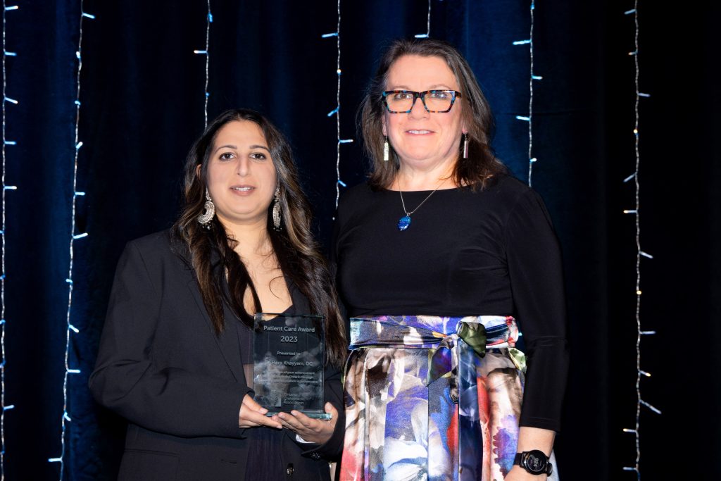 Patient Care Award winner, Dr. Hera Khayyam (left) and OCA Board member, Dr. Janet D’Arcy (right)