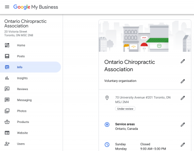 Google Profile dashboard
