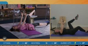 Dr. Leah Lawson on Breakfast Television Toronto demonstrating stretches