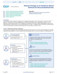 Manual Therapy as an Evidence-Based Referral for Musculoskeletal Pain Tool