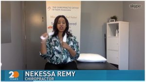 Dr. Remy in her office explaining the upcoming stetch.