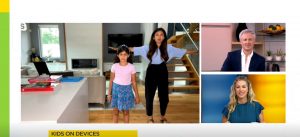Dr. Sriram standing with daughter on live with The Morning Show.