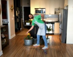 Dr. Stephen Gray demonstrates how to safely bend over.