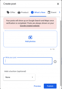 Create a post screen in Google