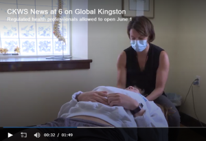 Global News Kingston chiropractor in mask