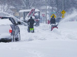 People in a snowstorm